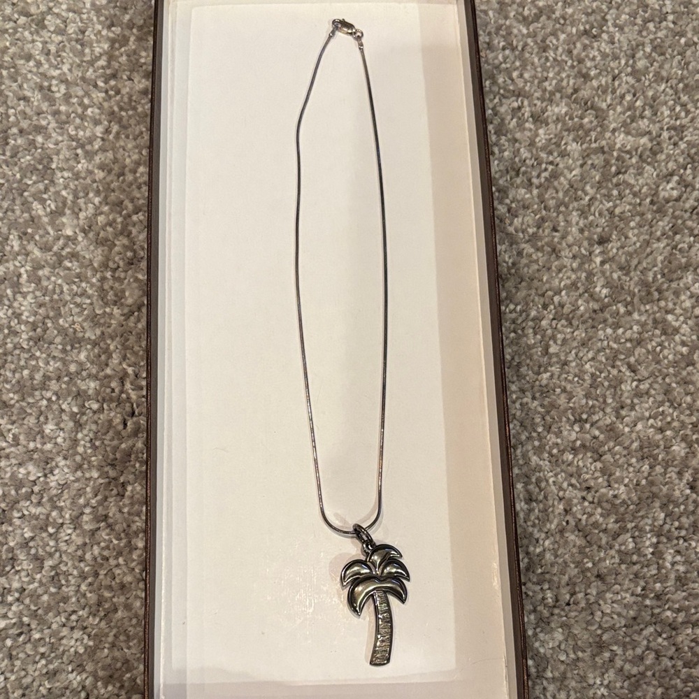 Silver Palm Tree Pendant Necklace